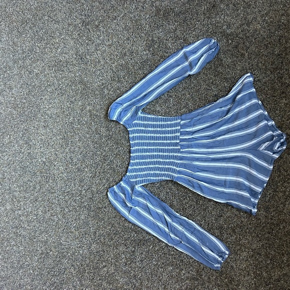 Hollister Blue and White Striped Off The Shoulder Romper Size Small y2k summer - Picture 7 of 8